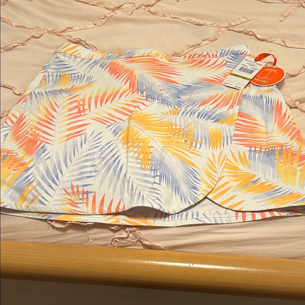 Colorful Leaf Print Skort